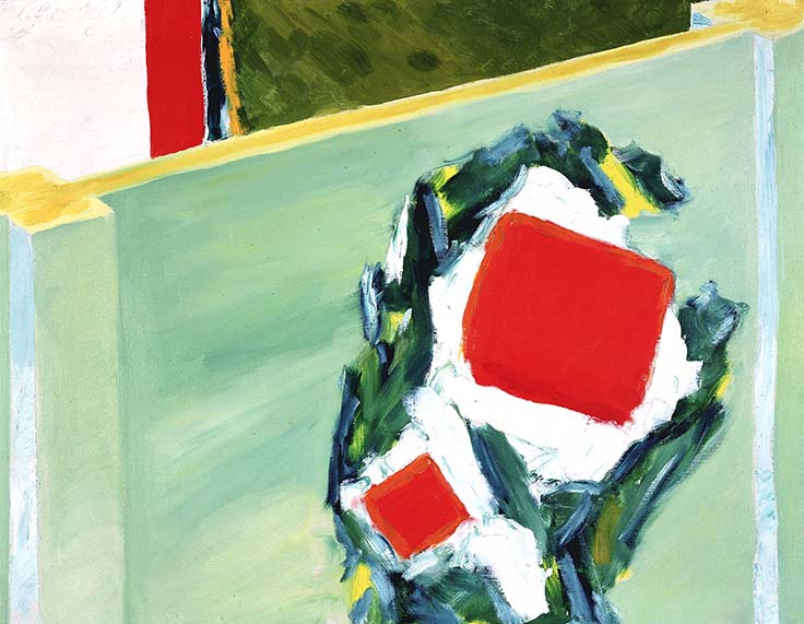 Roger Raveel | Tuinmuurtje,rood vierkant en het wit van de leegte | 1964 | olieverf op doek | 79 101 cm