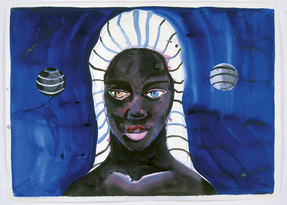 Rinke Nijburg | Brown Eye Blue Eye | 2004 | Potlood,verfstift en acrylverf op papier | 80 x 110 cm 