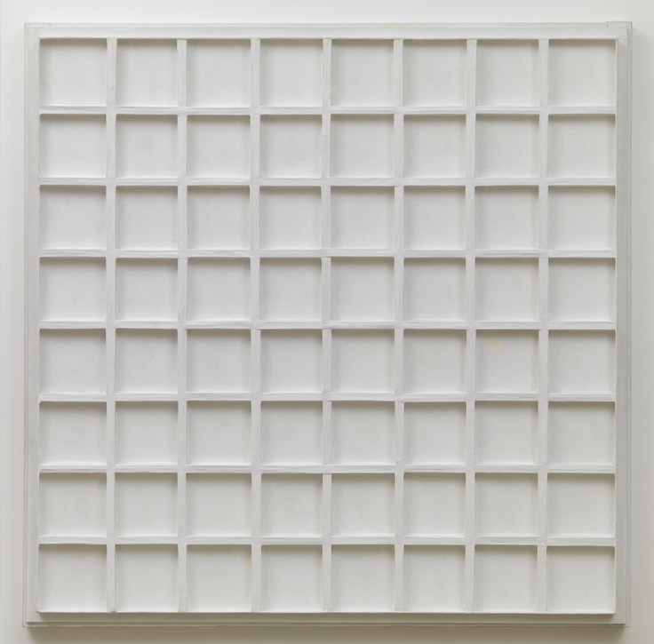 Jan Schoonhoven | 'r 75 - 10' | 1975 | Relief, Hout, Papiermache | 106 x 106 cm