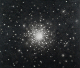 Raquel Maulwurf. Colliding Galaxies II, 2013. Houtskool en pastel op museumkarton.